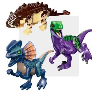 Dinosaur Building Block Set - Brown, Purple, Blue